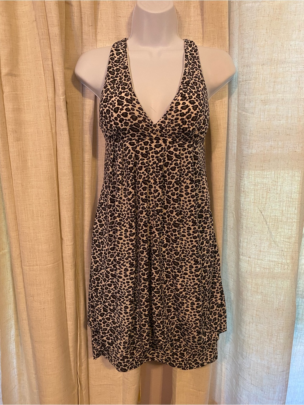 Chesley Y2K Vintage Bubble Hem Leopard Bodycon Dress Molded Cups Made in USA L